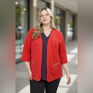 Claire France, Coral Textured Open-Front Jacket, Plus Size 1X